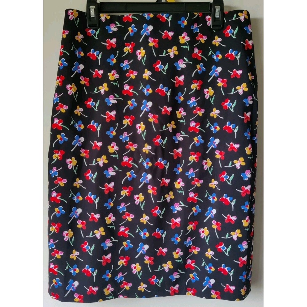 Philosophy Women's Black Floral Pencil Skirt Elastic Waist Back Zipper Size 12